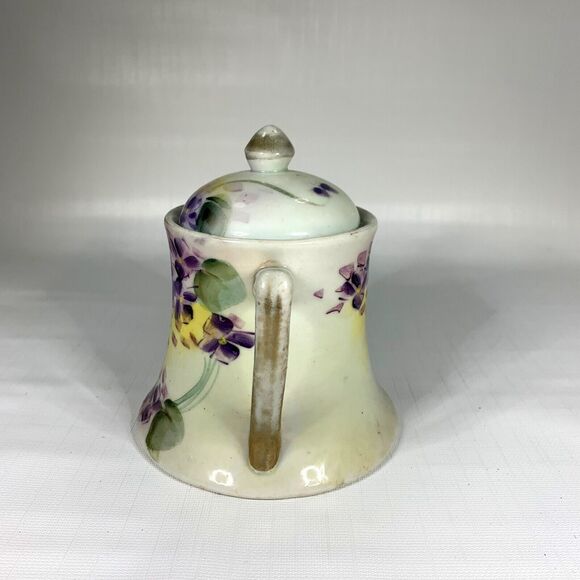 Hand Painted Vtg Nippon Sugar Bowl Purple Violet Victorian Antique Cottaecore - Picture 4 of 10